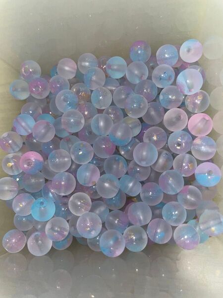 【明日消去のため最終値下げ】 100個 ガラスビーズ ピンク 水色 レジン 素材 オーロラ グラデーション ガラス