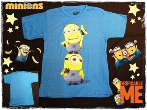 ミニオンズ　半袖　Tシャツ　大人　子供　ジュニア　レディース　アメリカ　輸入子供服　ミニオン　minions　USJ　ユニバ　青　M　160cm