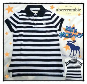  American direct import Abercrombie & Fitch Kids Abercrombie for children polo-shirt border navy import child clothes imported car Junior S 130cm