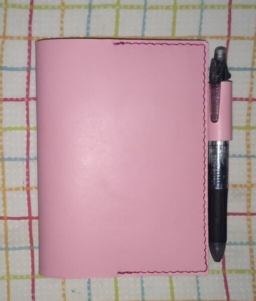 牛革製手帳カバー A6用 ピンク