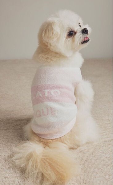 【Mサイズ ピンク】スムーズィーlite3ボーダーノースリーブプルオーバー 犬服 ドッグウェア 小型犬 ジェラートピケ ジェラピケ