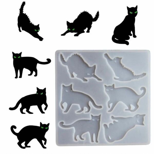 No 138 シリコンモールド 猫 悪魔 レジンモールド