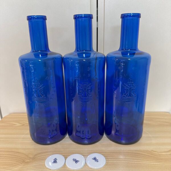 ブルーボトル 3本セット 1L ソランデカブラス 空瓶 水差し 花瓶