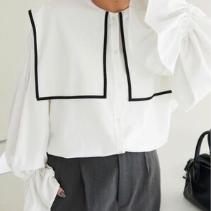 DISCOAT 【WEB限定】ビッグカラーパイピングブラウス