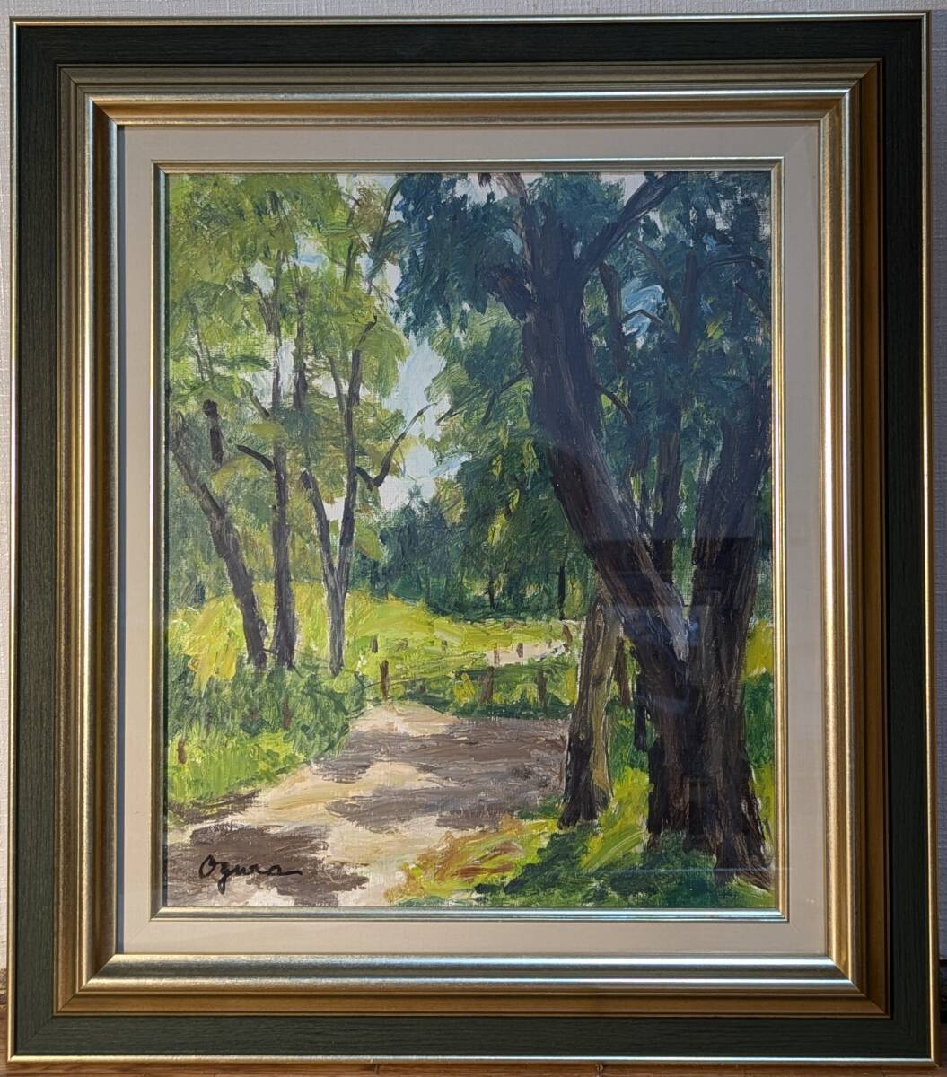 【真作】絵画 喜多村功 油彩6号 井口風景 明るい風景と色彩の調和 W78 真作】絵画 喜多村功 油彩6号 井口風景 明るい風景と色彩の調和