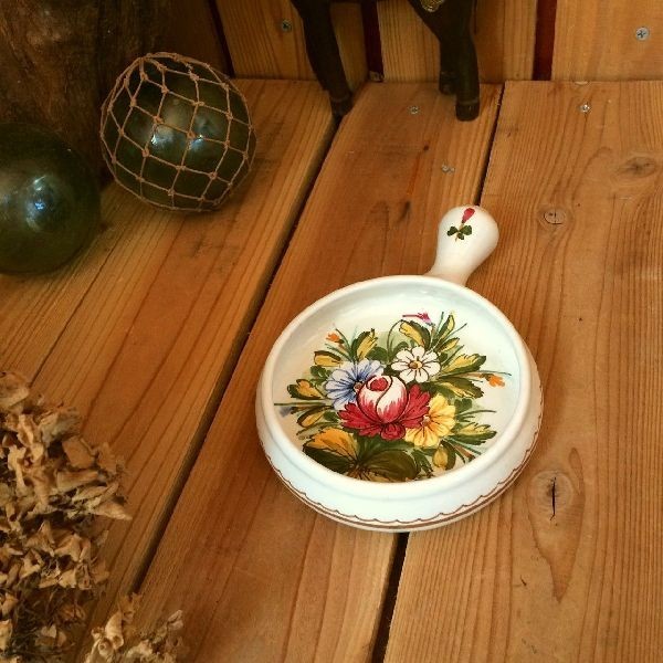 ≫Artist's Italian pottery *Old ornament plate *Pot *Frying pan type *Hand painted hand painted *Flower Flower *Picture plate *Decoration plate *Vintage *Vintage, furniture, interior, interior accessories, others