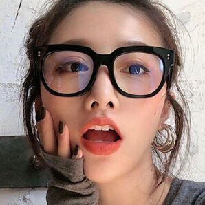 ウェリントン 伊達メガネ ブルーライトカット 小顔効果 黒 男女兼用 韓国 度なし UV カット400 紫外線98%カット