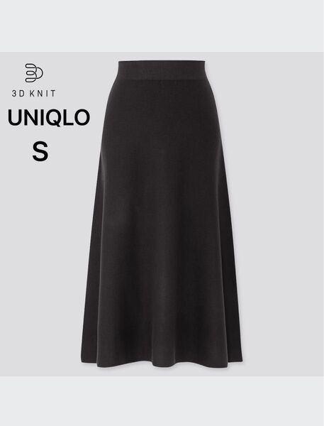 【新品】UNIQLO 3Dコットンフレアミディスカート ブラック