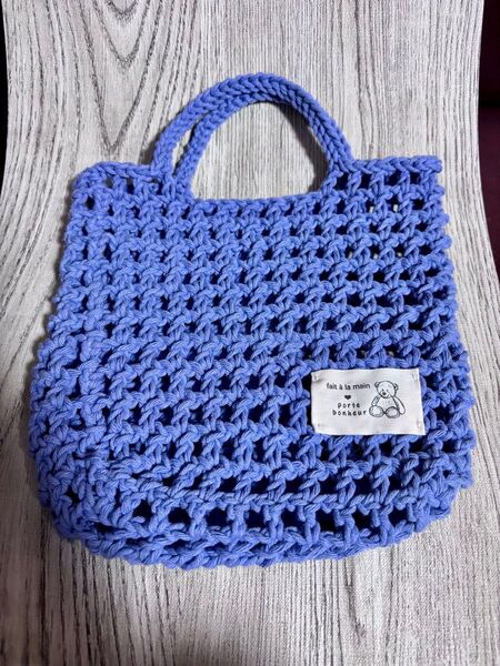 ハンドメイド ミニトートバッグ ブルー