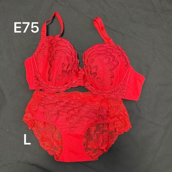トリンプ ブラジャー&ショーツセット E75/L 赤 有名ブランド