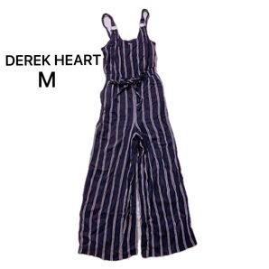 DEREK HEARTストライプ柄 オールインワン ネイビー おしゃれ 可愛い カジュアル 春服 春 サイズM