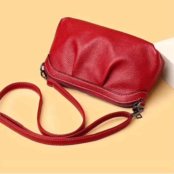 【レッド】シャーリング ショルダーバッグ スマホショルダー c
