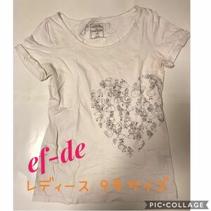 エフデ 半袖 Tシャツ レディース アリス 白 ホワイト ディズニー ラインストーン シャツ トップス ef-de ジュニア