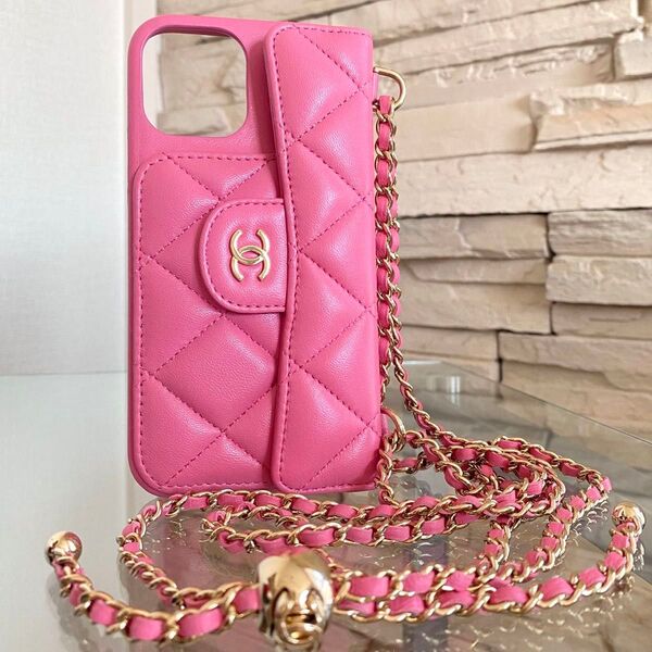 シャネル iPhoneケース マトラッセ ピンク iPhone12 PRO CHANEL