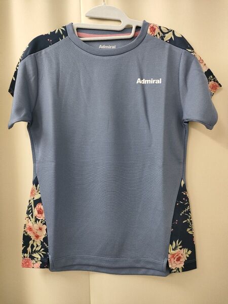新品アドミラル2025春夏最新作レディースL【ショルダーラインフラワーTEE】ブルー(ATLA514)