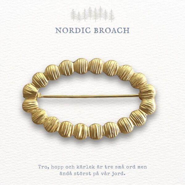 Nordic broach 北欧風 ブローチ つぶつぶ オーバル マットゴールド ミナペルホネンお好きな方に