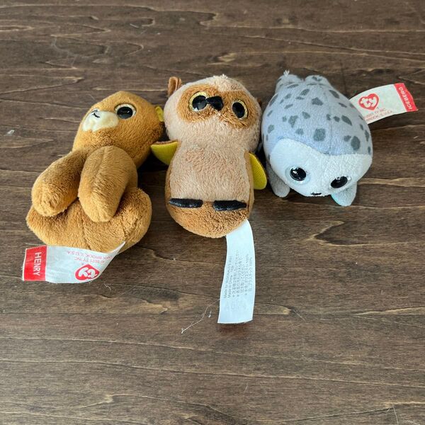 【中古】Tyの可愛いぬいぐるみセット アラスカアカヒグマ、アザラシ、フクロウ マスコット ぬいぐるみ