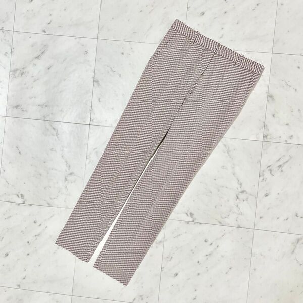 新品 Theory セオリー パンツ ストレッチ チェック ブラウン 白 XXO 344