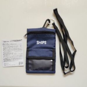SHIPS オリジナル ネックポーチ ネイビー 万博 迷子防止 チケット入れ カード入れ 貴重品入れ
