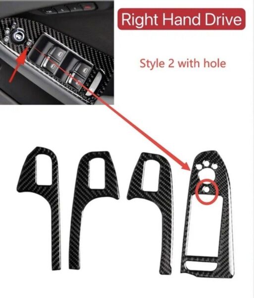 タイプB アウディA4 B8 A5Q5専用 ウィンドウスイッチパネル 4点 ボタンフレー カーボンファイバー 内装品 カーアクセ