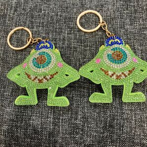 ディズニー マイク キラキラモンスターキーホルダー 2個セット グリーン ラインストーン