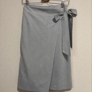 Bou jeloudフェイクスエード ラップスカート 38 リボン