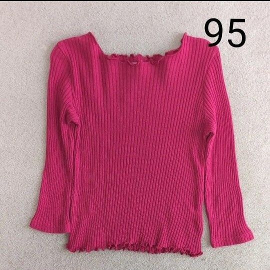 95cm カットソー トップス 長袖 レッド系