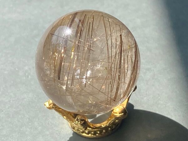 シルバールチル ゴールドルチルクォーツ ミニスフィア 虹入り ルチル 天然石