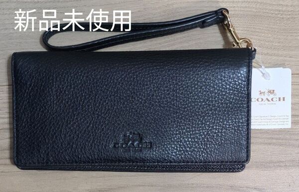COACH コーチ 長財布 ブラック レザー スリム