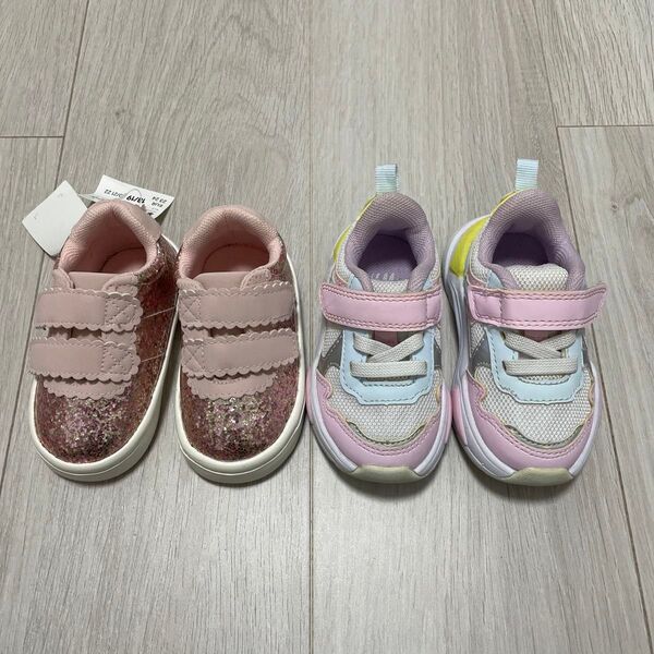 12.0cm H&M ベビーシューズ スニーカー2足セット ピンク 女の子
