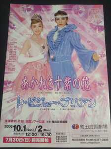 宝塚歌劇チラシ/ 月組ツアー「あかねさす紫の花/レ・ビジュー・ブリアン」梅芸 １枚：瀬奈じゅん,彩乃かなみ,大空祐飛(後宙組),