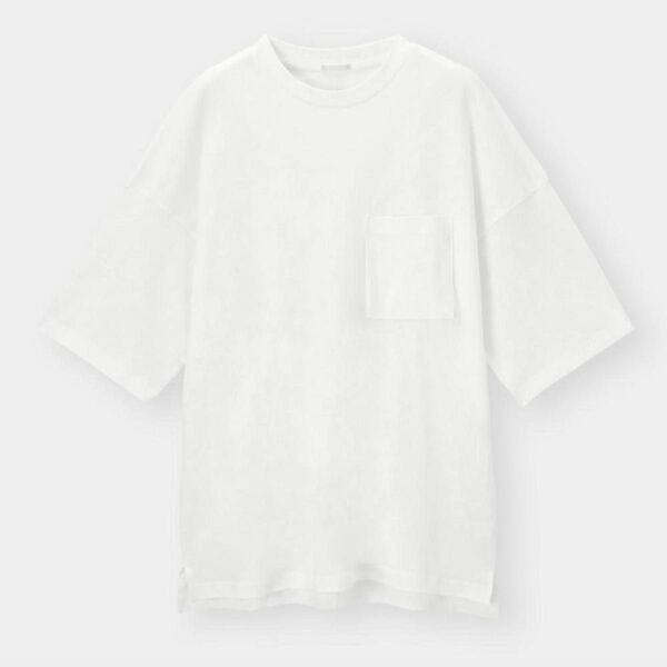 【L】gu ルーズフィットT 5分袖 メンズ Tシャツ