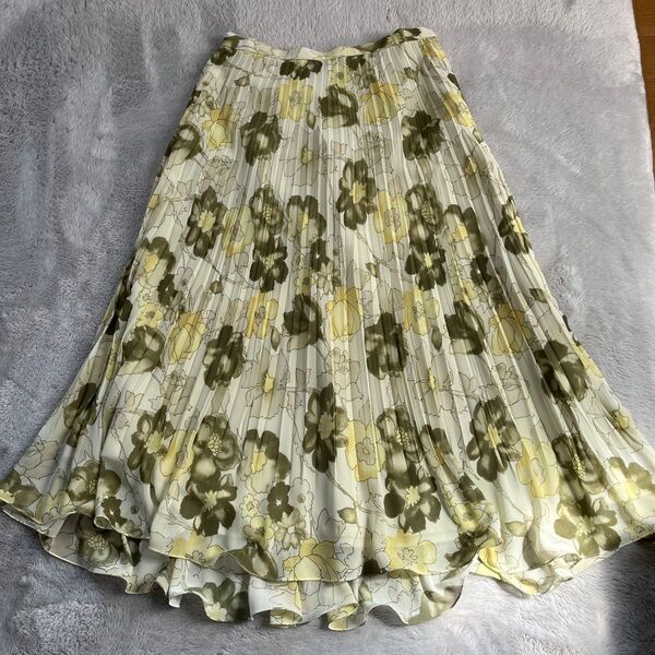 花柄プリーツスカート イエロー系