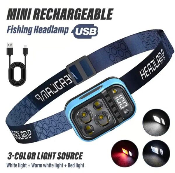 バッテリーインジケーター付き充電式LEDヘッドランプ