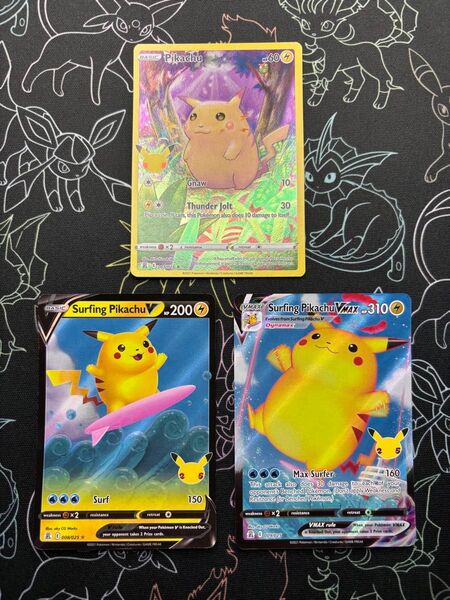 ☆ポケモンカード☆25周年☆ピカチュウ☆なみのりピカチュウV☆なみのりピカチュウVMAX☆25周年☆ポケカ☆海外☆英語