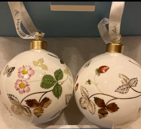 最終お値下げ☆Wedgwood ワイルドストロベリー陶器オーナメント 2個セット インテリア オーナメント