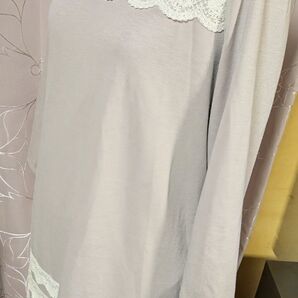もっと最終価格★お値下げ★いいね♪ありがとうミニマム MINIMUM7部丈ワンピース Mピンクグレーとレースのワンピース