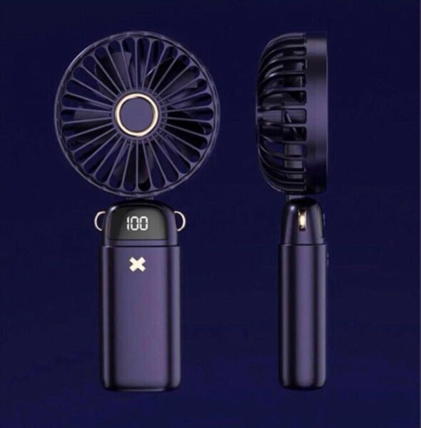 新品未使用 2025年 熱中症4wayハンディファン 5段階風量インディゴブルー 携帯扇風機 手持ち扇風機 ハンディ扇風機 手持ち