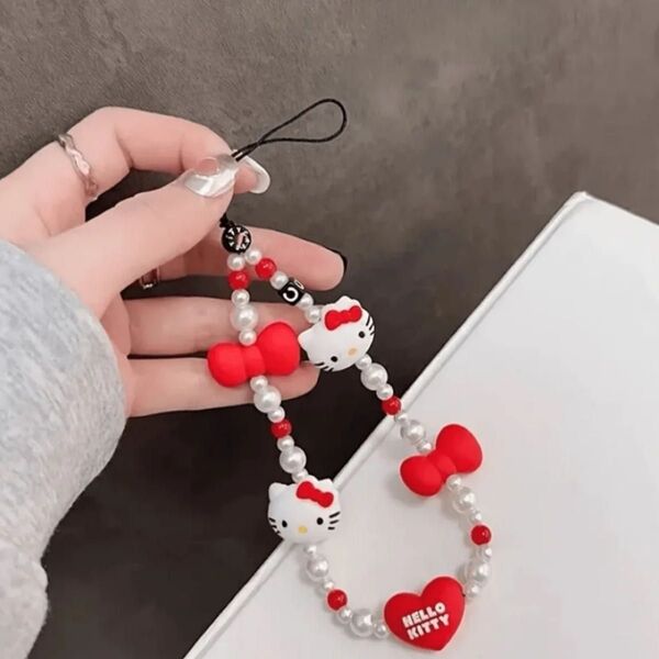 ハローキティ キーホルダー 携帯ストラップ ストラップ Kitty ビーズスマホストラップ