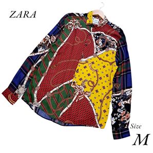 ZARA ザラ 長袖シャツ 花柄 スカーフ 総柄 レーヨン