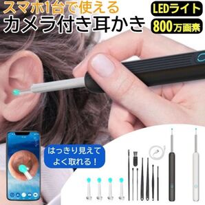 耳かき カメラ イヤー スコープ iphone Android 800万高画素 LED 耳掃除 Wi-Fi ライト付き ホワイト