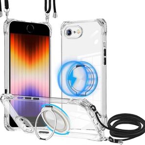 iPhone 16E 2025 用 ケース クリア MagSafe対応 リング スタンド