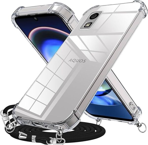 AQUOS wish ケース AQUOS wish2 ケース クリア ショルダー ストラップ