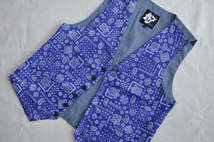 Lサイズ　Bandana Cotton Vest バンダナコットンベストブルー新品ジレ@_画像8