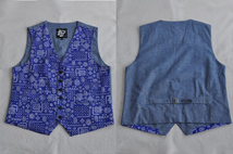 Mサイズ　Bandana Cotton Vest バンダナコットンベストブルー新品_画像2