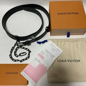 【新品未使用】ルイ ヴィトン レザー ベルト ブラック 90cm/36INC エクリプス ウォレット チェーン アブロー LV LOUIS VUITTON 4200304