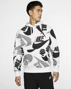 新品タグ付き XL/2XLサイズ選択可 店舗完売 ナイキ 総柄プルオーバーパーカー スウッシュ Nike Sportswear Pullover Club Fleece Hoodie 