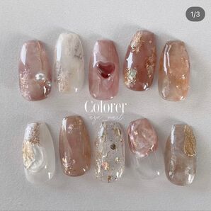 ネイルチップ ニュアンス ハート ジェルネイルチップ
