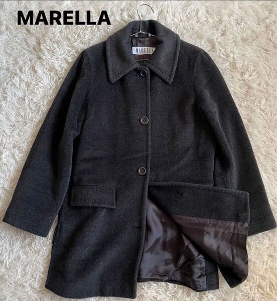 Max Mara MARELLA イタリア製 カシミヤ混 ステンカラーコート