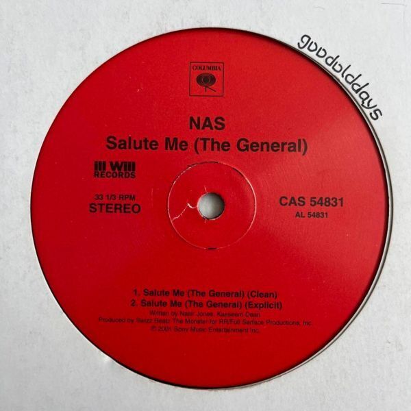 Nas - Salute Me (The General) (USオリジナル/プロモオンリー/Promo/Swizz Beatz)